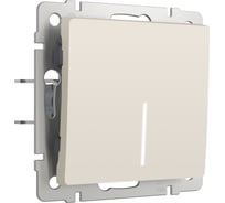 Одноклавишный проходной выключатель WERKELс подсветкой (айвори матовый) a062418