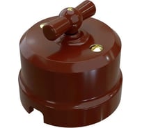 Поворотный выключатель Мезонинъ фарфоровый на два положения, для включения из 2-х мест (1-клавишный проходной), цвет - коричневый, серия "аврора", тм GE70405-04