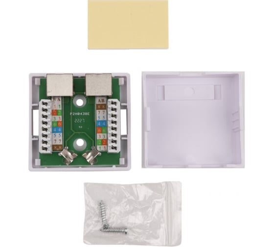 Двойная экранированная компьютерная розетка WRline WR-WS-8P8C-C5E-SH-2 RJ-45, категория 5e внешняя, Dual IDC, цвет белый 505218