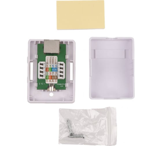 Одинарная экранированная компьютерная розетка WRline WR-WS-8P8C-C5E-SH-1 RJ-45, категория 5e внешняя, Dual IDC, цвет белый 505217