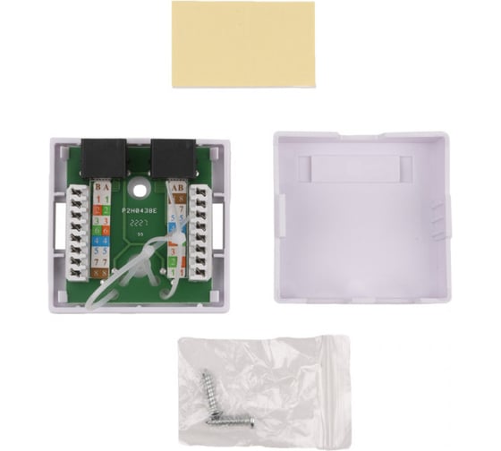 Двойная неэкранированная компьютерная розетка WRline  WR-WS-8P8C-C5E-2 RJ-45, категория 5e внешняя, Dual IDC, цвет белый 505216