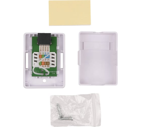 Одинарная неэкранированная компьютерная розетка WRline  WR-WS-8P8C-C5E-1 RJ-45, категория 5e, внешняя, Dual IDC, цвет белый 505215