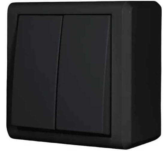 Двухклавишный выключатель Vesta Electric Mega Black FVK030202CMT