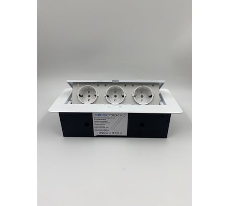 Выдвижная розетка Inrior выдвижной встраиваемый блок розеток, на 3 euro розетки, без проводки, белый TORO-01-10