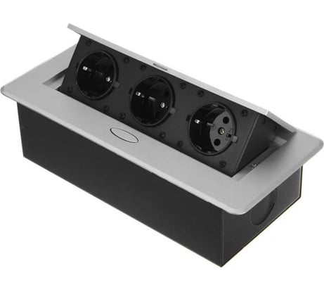 Выдвижная розетка Inrior выдвижной встраиваемый блок розеток, на 3 euro розетки, без проводки, серый TORO-01-80