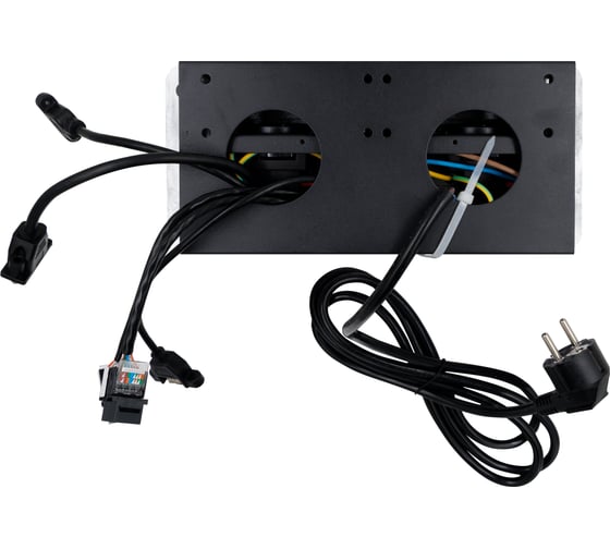 Выдвижная розетка Inrior выдвижной встраиваемый блок розеток, на 2 euro розетки, 2 RJ45, USB-А DATA, HDMI, серый, TORO-77-80