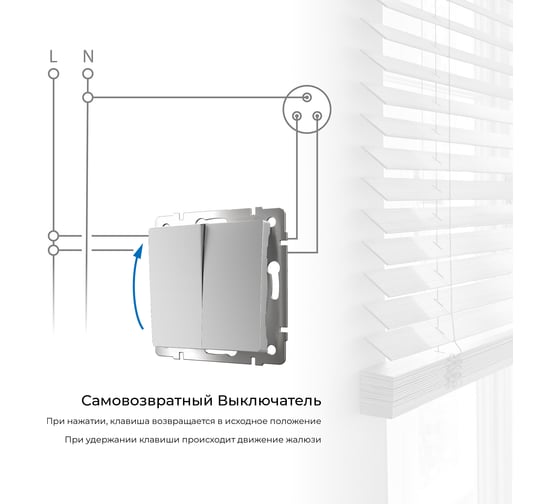 Двухклавишный выключатель WERKEL с самовозвратом (серебряный) a062574