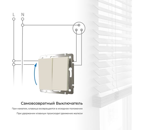 Двухклавишный выключатель WERKEL с самовозвратом (слоновая кость) a062573
