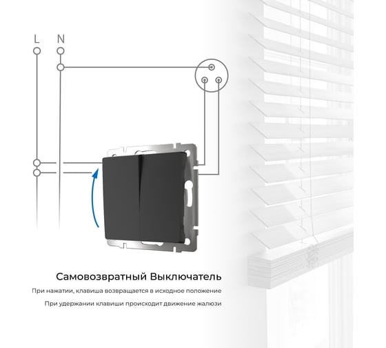 Двухклавишный выключатель WERKEL с самовозвратом (черный матовый) a062575