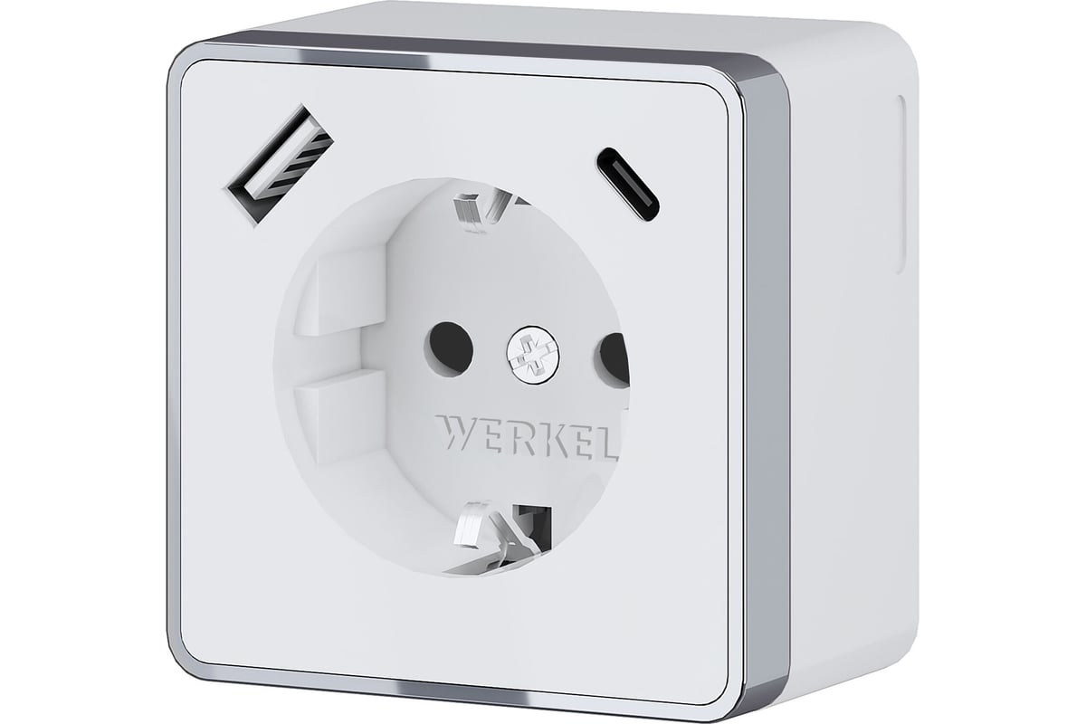 Розетка WERKEL с заземлением, шторками и usb тип a+c gallant (белый)  a057698 - выгодная цена, отзывы, характеристики, фото - купить в Москве и РФ