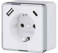 Розетка WERKEL с заземлением, шторками и usb тип a+c gallant (белый) a057698 26799176