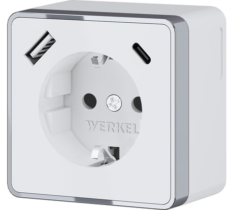 Розетка WERKEL с заземлением, шторками и usb тип a+c gallant (белый) W5071701