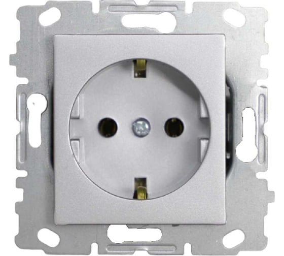 Одинарная розетка Vesta Electric Silver с заземлением без рамки FRZ00010108SRM 1