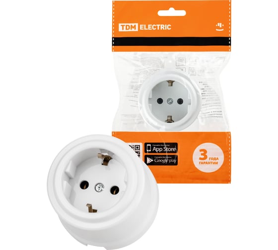 Розетка TDM ELECTRIC 2П+З 16А 250В белая «Виви» SQ1820-1012