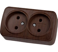 Розетка TDM ELECTRIC двойная 2П открытой установки IP20 10А, венге "Дача" Народная SQ1824-0029