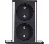 Выдвижной встраиваемый блок розеток Inrior на 2 euro розетки, серый, RH-02-20