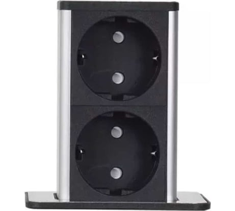 Выдвижной встраиваемый блок розеток Inrior на 2 euro розетки, серый, RH-02-20