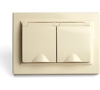2-местная розетка STEKKER с заземлением, с крышкой, pst16-9015-02, 250в, 16а, серия эрна, слоновая кость, 49137
