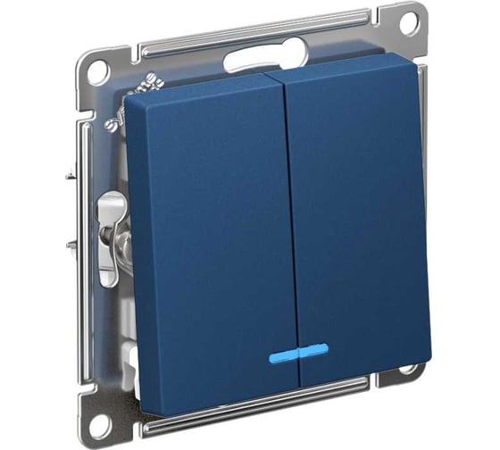 2-клавишный выключатель Systeme Electric Atlasdesign аквамарин с подсветкой, сх.5а, 10ах ATN001153 1