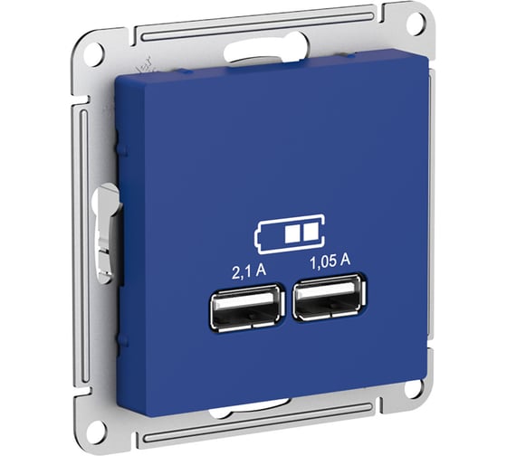 2-местная розетка usb Systeme Electric Atlasdesign аквамарин, 5в, 2,1 а ATN001133