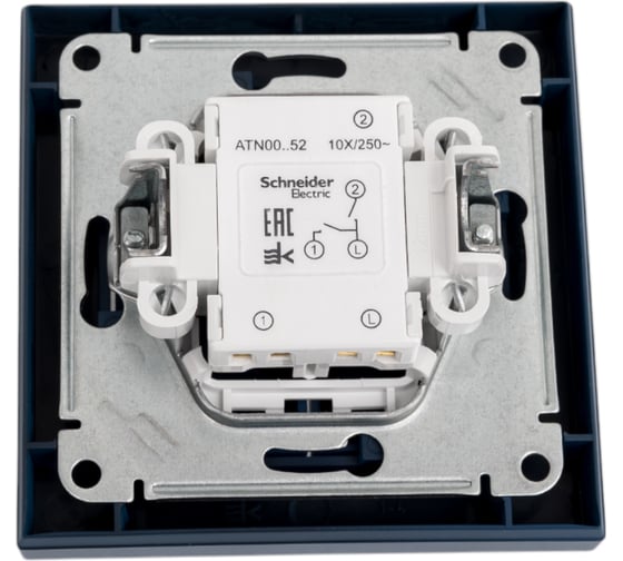 2-клавишный выключатель Systeme Electric Atlasdesign аквамарин. сх.1, 10ах, (в сборе с рамкой) ATN001152