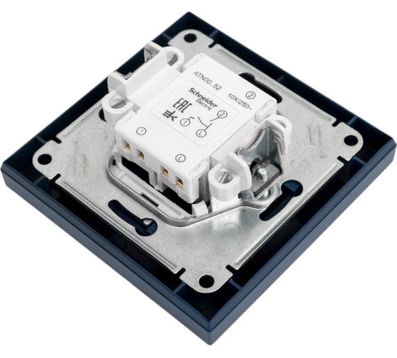 2-клавишный выключатель Systeme Electric Atlasdesign аквамарин. сх.1, 10ах, (в сборе с рамкой) ATN001152