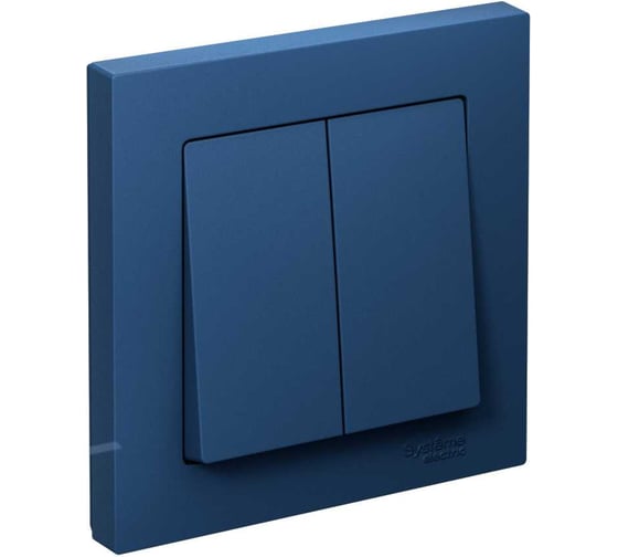 2-клавишный выключатель Systeme Electric Atlasdesign аквамарин. сх.1, 10ах, (в сборе с рамкой) ATN001152 1