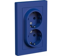 2-местная розетка Systeme Electric Atlasdesign аквамарин с заземлением 16а, (в сборе с рамкой) ATN001124