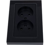 Двойная розетка Vesta Electric Exclusive Black с рамкой из закаленного стекла, без заземления FRZMT040034CHR