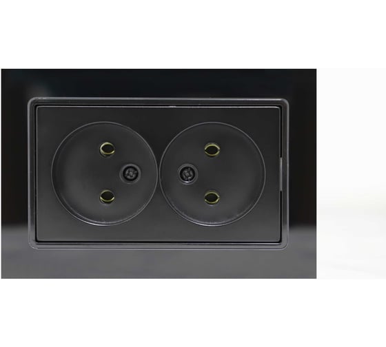 Двойная розетка Vesta Electric Exclusive Black с рамкой из закаленного стекла, без заземления FRZMT040034CHR
