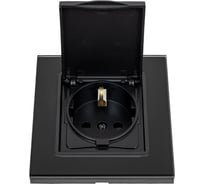 Одинарная розетка Vesta Electric Exclusive Black с заземлением с крышкой FRZMT040007CHR