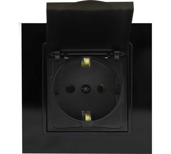 Одинарная розетка Vesta Electric Exclusive Black с заземлением с крышкой FRZMT040007CHR