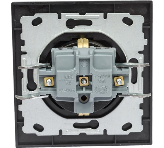 Одинарная розетка Vesta Electric Exclusive Black с заземлением FRZMT040005CHR