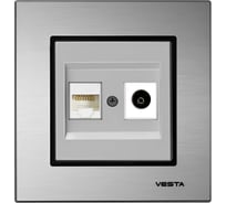 Розетка Vesta Electric Exclusive Silver Metallic для сетевого кабеля LAN + TV FRZTV010002SER