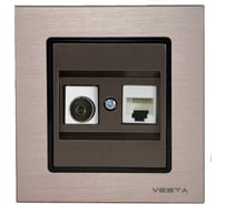 Розетка Metronex Electric Exclusive Champagne Metallic для сетевого кабеля LAN + TV FRZTV010002BSH