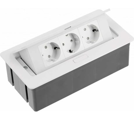 Врезной прямоугольный удлинитель GTV soft, 3xschuko, вилка провод 1,5м, белый AE-PBSC3GS-10