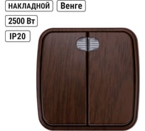 Выключатель TDM ELECTRIC 2-кл. открытой установки с подсветкой IP20 10А, венге "Дача" Народная SQ1824-0044
