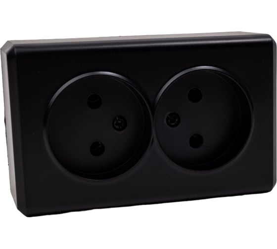 Двойная розетка Vesta Electric Mega Black без заземления FRZ00010221CMT