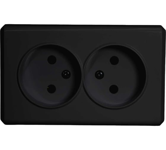 Двойная розетка Vesta Electric Mega Black без заземления FRZ00010221CMT