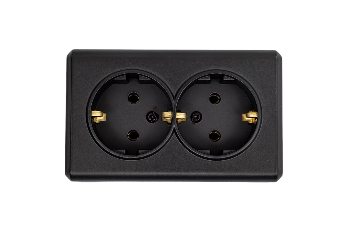 Двойная розетка Vesta Electric Mega Black с заземлением FRZ00010222CMT -  выгодная цена, отзывы, характеристики, фото - купить в Москве и РФ