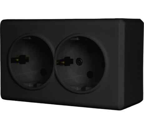 Розетка Metronex Electric Mega Black двойная с заземлением FRZ00010222CMT