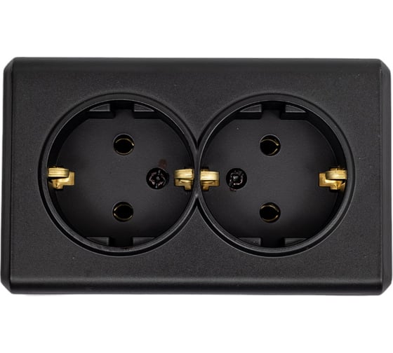 Двойная розетка Vesta Electric Mega Black с заземлением FRZ00010222CMT