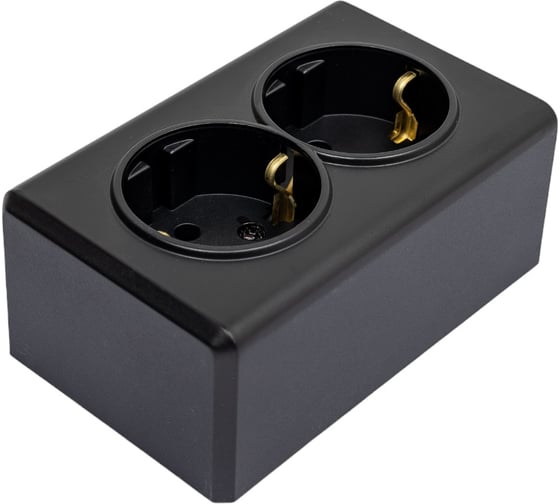 Двойная розетка Vesta Electric Mega Black с заземлением FRZ00010222CMT