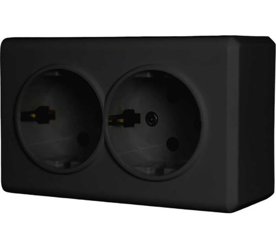 Двойная розетка Vesta Electric Mega Black с заземлением FRZ00010222CMT