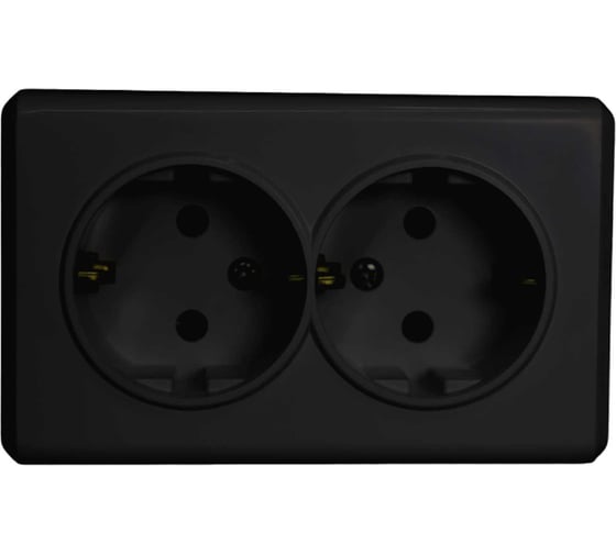 Двойная розетка Vesta Electric Mega Black с заземлением FRZ00010222CMT