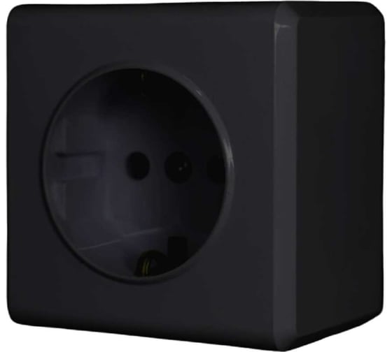 Одинарная розетка Vesta Electric Mega Black без заземлений FRZ00010105CMT