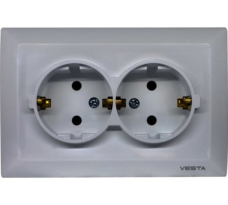 Розетка Metronex Electric Roma Silver двойная c заземлением FRZ00010111SRM