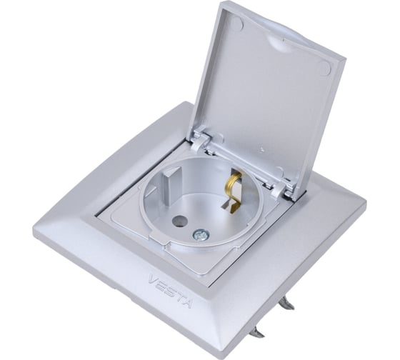 Одинарная розетка Vesta Electric Roma Silver с заземлением с крышкой FRZ00010103SRM