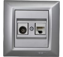 Розетка Metronex Electric Roma Silver для сетевого кабеля LAN + TV двойная FRZ00010133SRM
