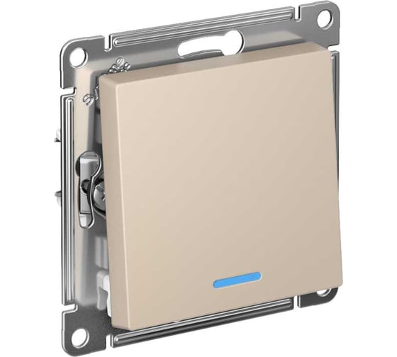 1-клавишный выключатель Systeme Electric Atlasdesign песочный с подсветкой сх.6а, 10ах ATN001213 1